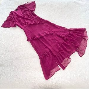 Lulu's Pink Burgundy Midi Dress